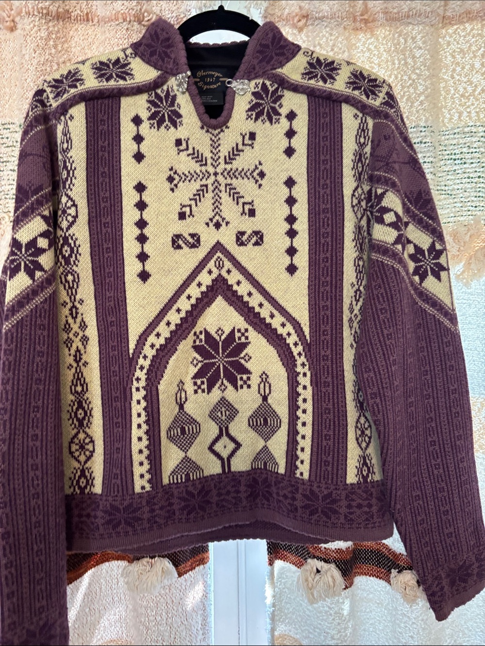 Obermeyer Purple and Cream Nordic Ski Sweater